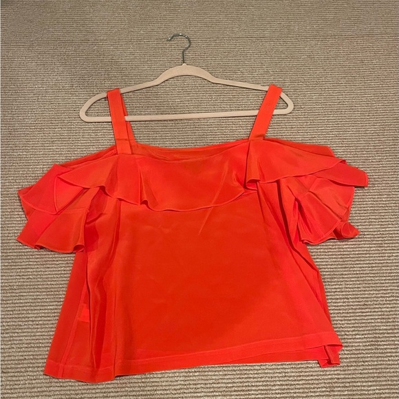 J. Crew Bright Red Ruffled Blouse - Picture 9 of 11